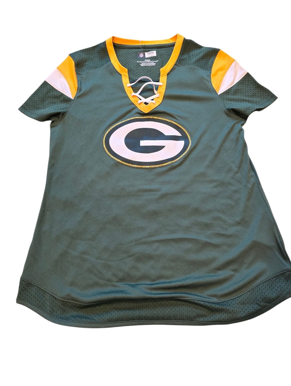 NFL Team Apparel Women's Medium Green Bay Packers Lace-Up Jersey NWOT